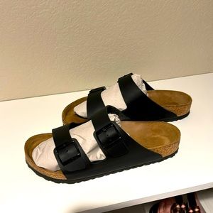Birkenstock, Arizona, black leather sandals